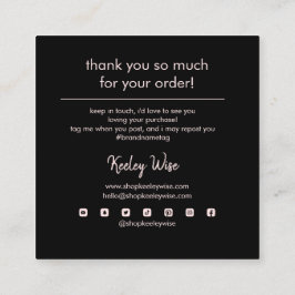 Modern Chic Vielen Dank für Ihr Business Blush Pin Quadratische Visitenkarte