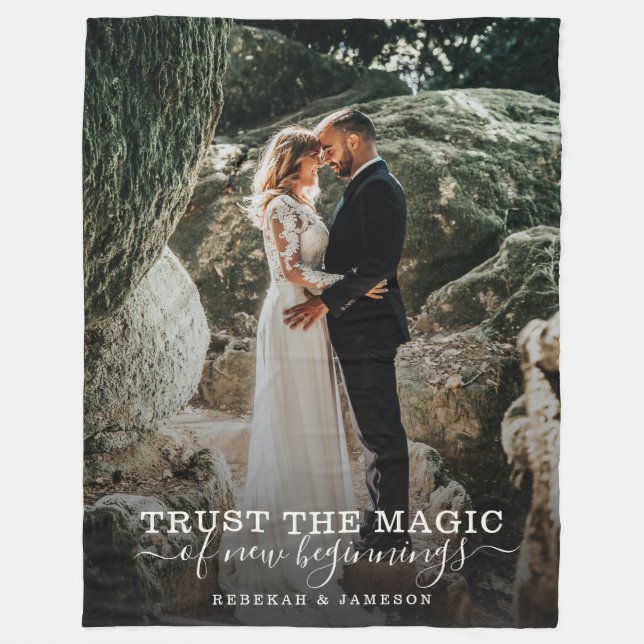 Modern Chic Wedding Liebe Couple Trust Magic Foto Fleecedecke (Vorderseite)