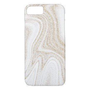 Modern chic white marble gold glitter Case-Mate iPhone hülle
