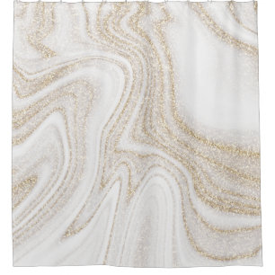 Modern chic white marble gold glitter duschvorhang