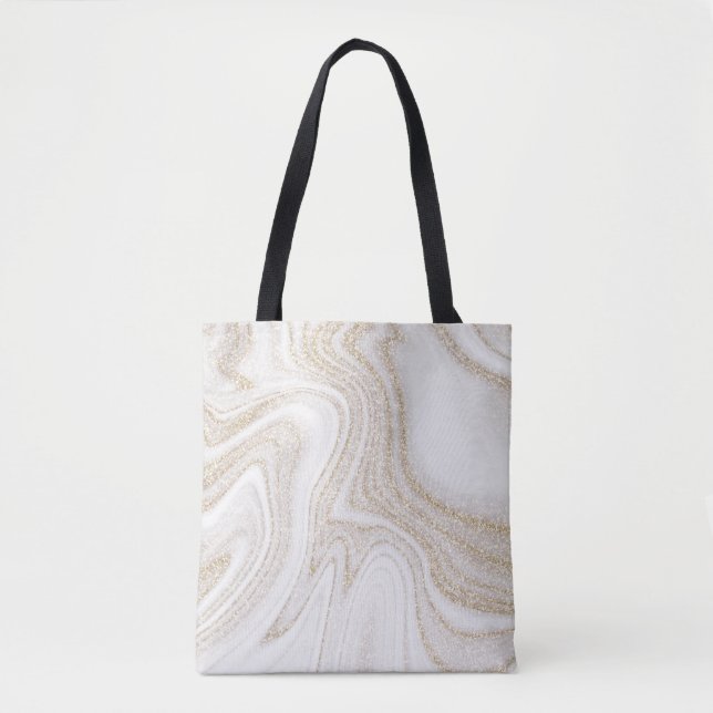Modern chic white marble gold glitter tasche (Vorderseite)