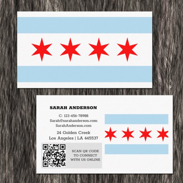 Modern Chicago Business Card, Chicago Flag / USA Visitenkarte (Von Creator hochgeladen)