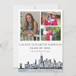 Modern Chicago Skyline 3 Foto Collage Abschluss Ankündigung