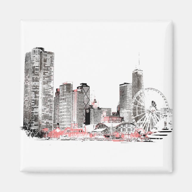 Modern Chicago Skyline Magnet (Vorne)