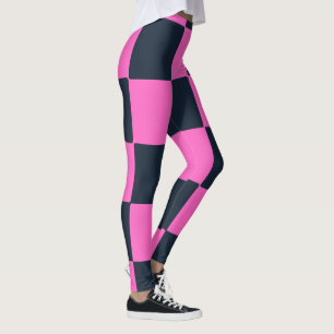 Modern Chick Blue Black & Pink Kariert Leggings