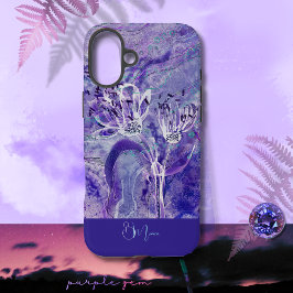 Modern Chick Girly Purple Blumen Marmor iPhone 16 Plus Hülle