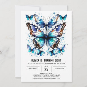 Modern Children Butterfly Boys Geburtstag Einladung