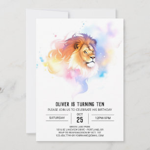 Modern Children Lion Birthday Einladung