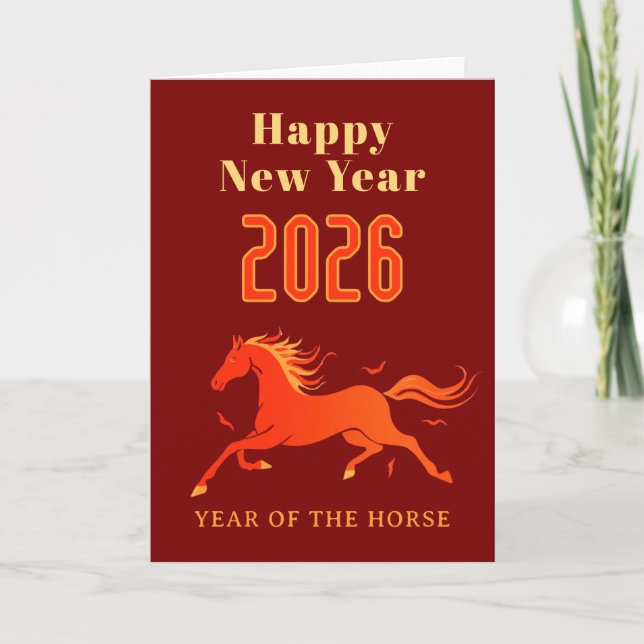 Modern Chinese Horse New Year 2026  Karte (Vorderseite)