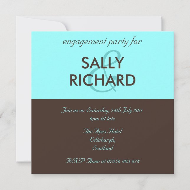 Modern Chocolate & Mint Engagement Einladung (Vorderseite)