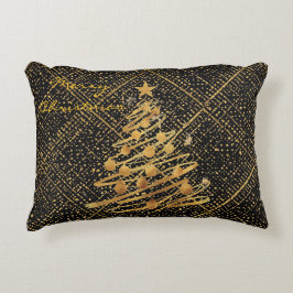 Modern, Chrismas Tree, Black Gold Cross Pattern  Dekokissen