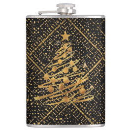 Modern, Chrismas Tree, Black Gold Cross Pattern  Flachmann