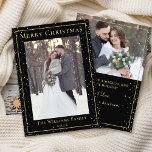 Modern Christmas Black Gold Snowfall 2 Foto Feiertagskarte<br><div class="desc">Modern Christmas Black Gold Snowfall 2 Foto Urlaubskarte</div>