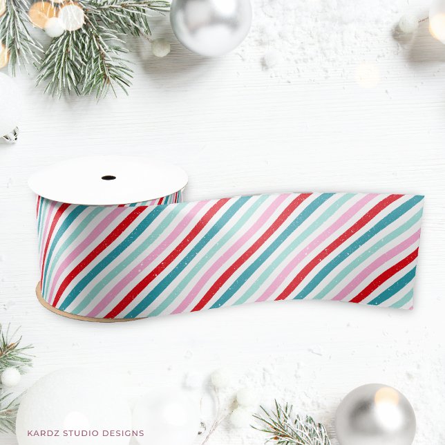 Modern Christmas Candy Stripes Satinband (Ribbon shown in 3 inches wide. Choose size and satin or grosgrain.)
