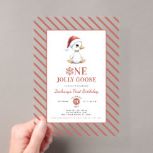 Modern Christmas First Birthday One Jolly Goose