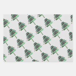 Modern Christmas Green pink und blau Geschenkpapier Set