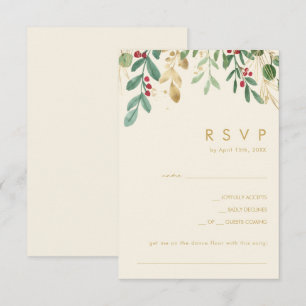 Modern Christmas Greenery Cream Song Request UAWG RSVP Karte