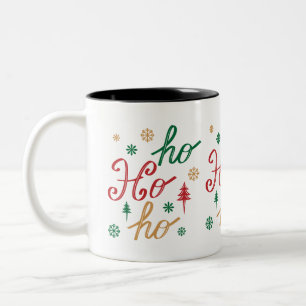 Modern Christmas Ho Ho Ho Skriptmuster Zweifarbige Tasse