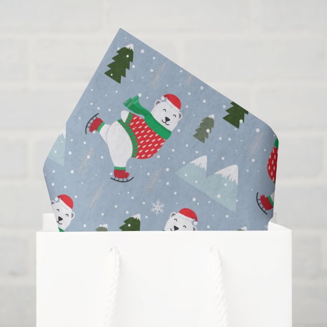 Modern Christmas Holidays Polar Bear Seidenpapier (Geschenk Tasche)