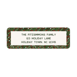 Modern Christmas Holly Leaf Return Address Labels