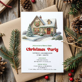 Modern christmas house invite red green minimal einladung