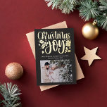 Modern Christmas Joy Foto Foil Folien Feiertagskarte<br><div class="desc">Senden Sie Ihre Weihnachtsbotschaft dieses Jahr an Familie und Freunde in einer modernen Art,  mit lebhaften Farben und schönen Erinnerungen. Bitte schauen Sie sich die komplette Kollektion der Weihnachtskarten 2023 & 2024 Custom Foto an,  Sie werden definitiv ein Design finden,  das zu dem passt,  was Sie suchen.</div>
