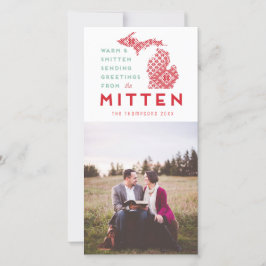 Modern Christmas Michigan Mitten Foto Gruß Feiertagskarte