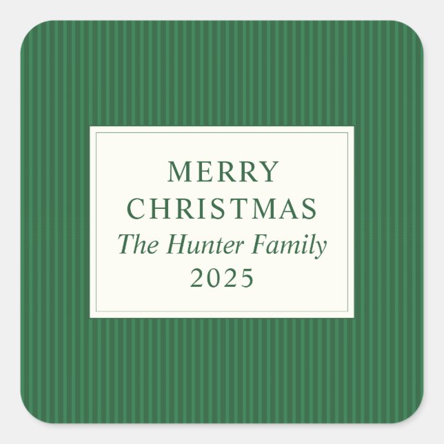 Modern Christmas Minimal Holiday Favor Green Quadratischer Aufkleber (Vorderseite)