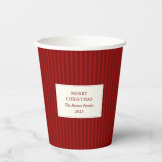 Modern Christmas Minimal Holiday Red Stripes Pappbecher
