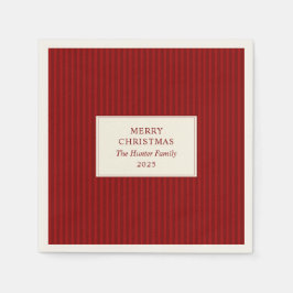 Modern Christmas Minimal Holiday Red Stripes Serviette