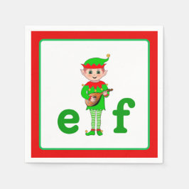 Modern Christmas Musical Elf Serviette