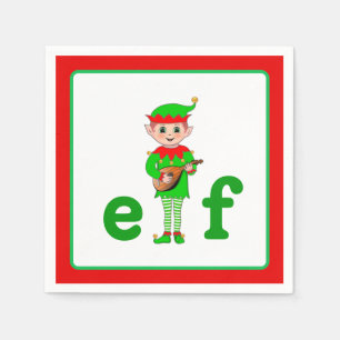 Modern Christmas Musical Elf Serviette