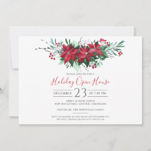 Modern Christmas Open House Floral Einladung
