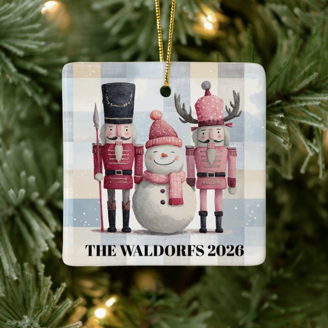 Modern Christmas Ornament Nutcrackers & Snowman (Baum)