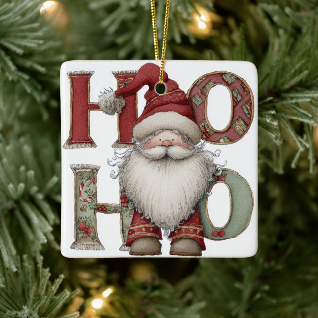 Modern Christmas Ornament | Santa Claus HO HO HO (Baum)