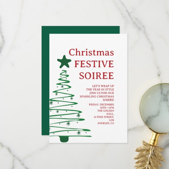 Modern Christmas Party Invitation Dankeskarte (Vorderseite/Rückseite Beispiel)