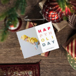 Modern Christmas Photo | Colorful Happy Holidays  Postkarte<br><div class="desc">Modern Christmas Photo | Colorful Happy Holidays</div>