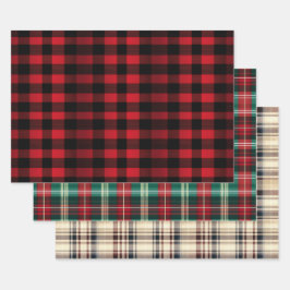 Modern Christmas Plaid Trio Geschenkpapier Set