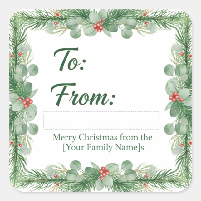 Modern Christmas Round Gift Sticker  (Vorderseite)