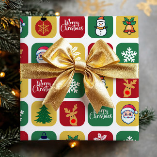 Modern Christmas Santa Tree Ornaments Snowman Geschenkpapier