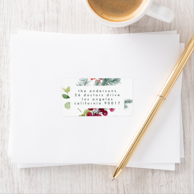 Modern Christmas Simple Holiday Address Adressaufkleber (Insitu)