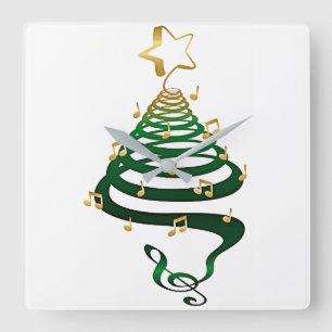 **MODERN CHRISTMAS TREE** CLOCK QUADRATISCHE WANDUHR
