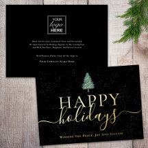 Modern Christmas Tree Company Logo Schwarz & Gold