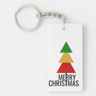 MODERN CHRISTMAS TREE MERRY XMAS CUSTOM TEXT GIFT SCHLÜSSELANHÄNGER