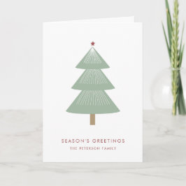 Modern Christmas Tree Red Star Simple Feiertagskarte