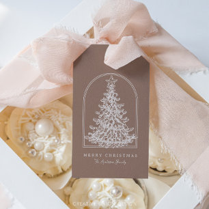 Modern Christmas Tree Sketch Arch Boho Holiday Geschenkanhänger