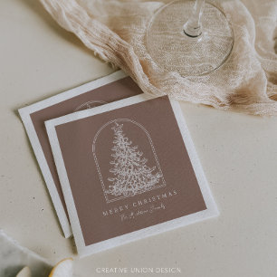 Modern Christmas Tree Sketch Arch Boho Holiday Serviette