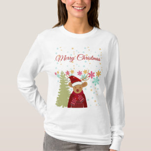 Modern Christmas Tree Snowflake Rentierfest Weihna T-Shirt