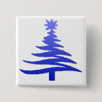 Modern Christmas Tree Stencil Print Blue
