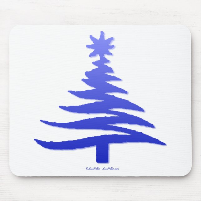 Modern Christmas Tree Stencil Print Blue Mousepad (Vorne)